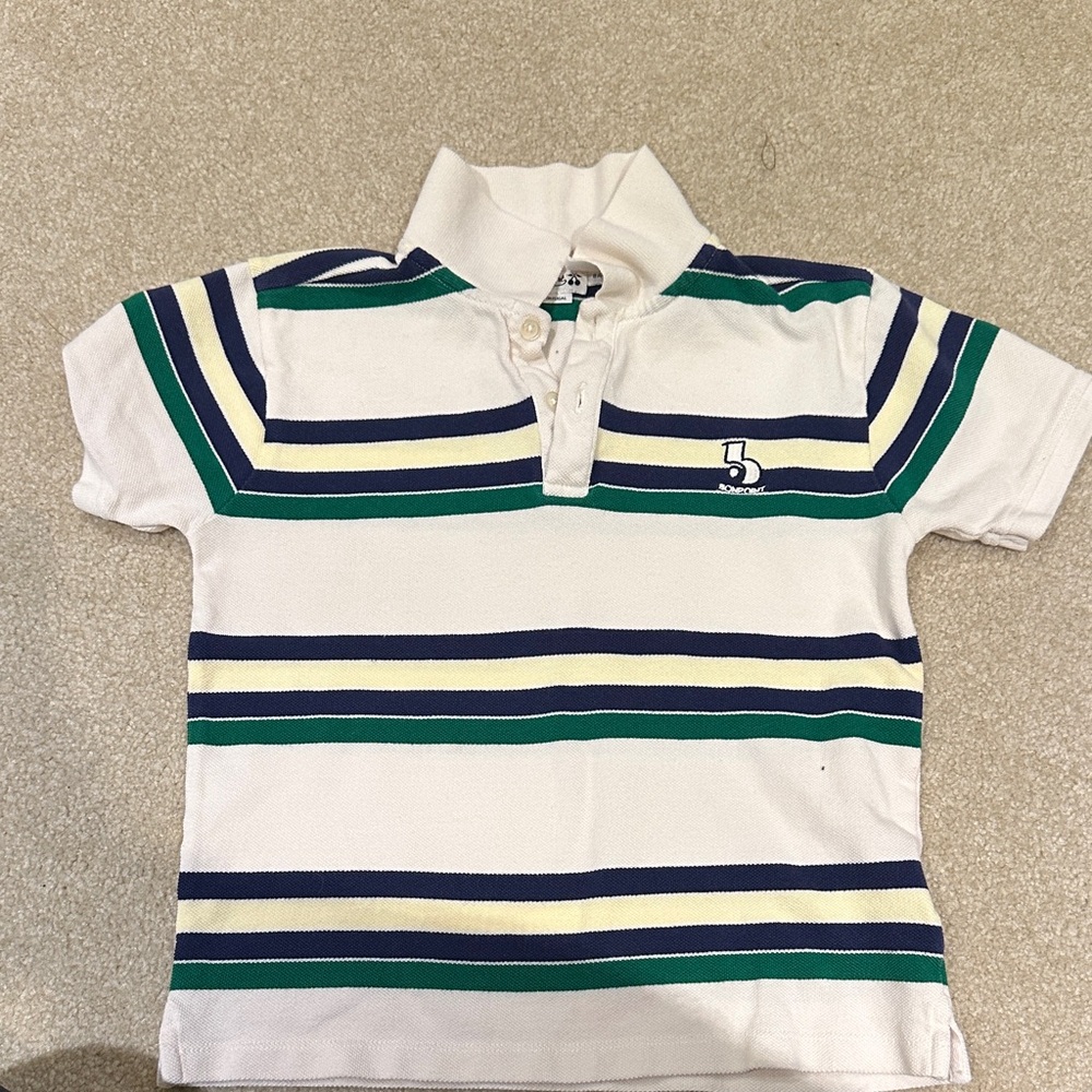 Bonpoint Kids Polo Shirt - White, Green, Blue